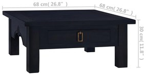 Τραπέζι Σαλονιού Ανοιχτό Καφέ-Μαύρο 68x68x30 εκ. Μασίφ Μαόνι - Μαύρο