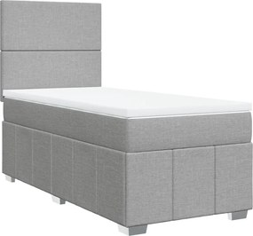 vidaXL Κρεβάτι Boxspring με Στρώμα Ανοιχτό Γκρι 90x200 εκ. Υφασμάτινο