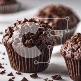 Intra Συλλεκτικό Ξύλινο Παζλ Plywood  4mm - Λαχταριστά Muffins σοκολάτας σε λευκή επιφάνεια Σε Ξύλινο Κουτί - Διαστάσεις: 10x10 cm – 25 κομμάτια