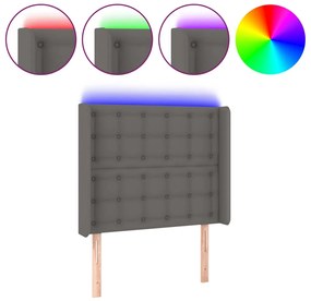 vidaXL Κεφαλάρι Κρεβατιού LED Γκρι 93x16x118/128 εκ. Συνθετ. Δέρμα