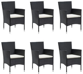 vidaXL Σετ Τραπεζαρίας Κήπου 7 Τεμαχίων Μαύρο με Μαξιλάρια