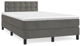 vidaXL Κρεβάτι Boxspring με Στρώμα Σκούρο Γκρι 120x200 εκ. Βελούδινο