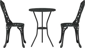 vidaXL Σετ Μπιστρό Κήπου 3 pcs Μαύρο Αλουμίνιο