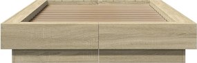 vidaXL Πλαίσιο Κρεβατιού με LED Sonoma Δρυς 75x190 εκ. Επεξεργ. Ξύλο
