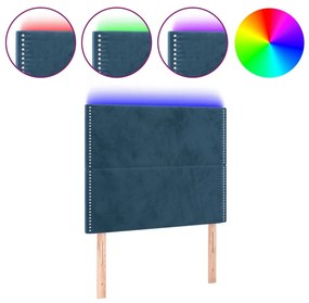 Κεφαλάρι Κρεβατιού LED Σκούρο Μπλε 90x5x118/128 εκ. Βελούδινο 3122324