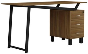 Office desk with drawers Prosper melamine walnut-black 140x60x76cm 140x60x75 εκ.