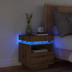 vidaXL Κομοδίνο με φώτα LED Artisan Oak 40x39x48,5 cm