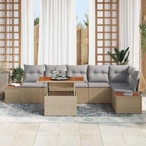 vidaXL Σετ Καναπέ Κήπου με αποθήκευση 7 pcs Μπεζ Πολυ ράταν