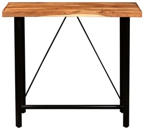 vidaXL Σετ Επίπλων Μπαρ 5 τεμ. Μασίφ Ξύλο / Γνήσιο Δέρμα