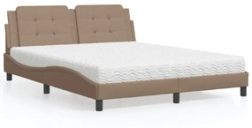 vidaXL Κρεβάτι με Στρώμα Καπουτσίνο 160x200εκ.από Συνθ.Δέρμα
