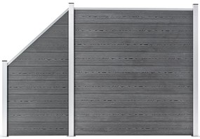 vidaXL Πάνελ Περίφραξης 1 Τετράγωνο + 1 Κεκλιμένο Γκρι 273x186 εκ. WPC