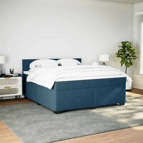 vidaXL Κρεβάτι Boxspring με Στρώμα Μπλε 180x200 εκ. Βελούδινο