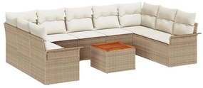vidaXL Σετ Καναπέ Κήπου 10 pcs Μπεζ Πολυ ράταν