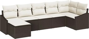 vidaXL Σετ Καναπέ με μαξιλάρι 7 pcs Καφέ συνθετικό ρατάν