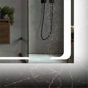Stewehome Καθρέφτης LED με Σχέδιο Laser και Καμπυλωτές Γωνίες 49x70 cm