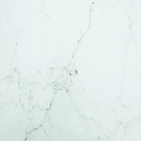 vidaXL Επιφάνεια Τραπεζιού Λευκή 50x50εκ 6 χιλ Ψημ. Γυαλί Μαρμ. Σχέδιο