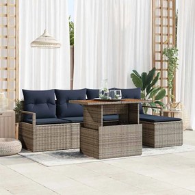 vidaXL Σετ Καναπέ Κήπου 6 pcs Γκρι και Ναυτικό