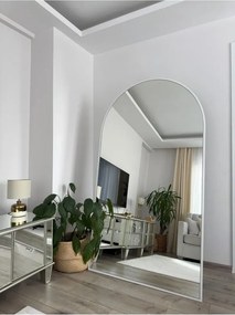 Stewehome Μεταλλικός οβάλ καθρέφτης δαπέδου με λευκό πλαίσιο Χρυσό 180x100x1.5 cm