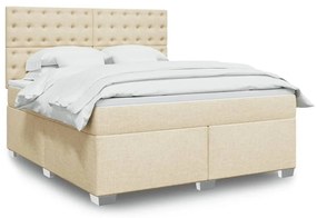 Κρεβάτι Boxspring με Στρώμα Κρεμ 180x200 εκ. Υφασμάτινο - Κρεμ