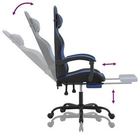 vidaXL Καρέκλα Gaming Μασάζ Υποπόδιο Μαύρο/μπλε από Συνθετικό Δέρμα