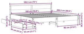 Σκελετός Κρεβ. Χωρίς Στρώμα Καφέ Κεριού 180x200 εκ Μασίφ Πεύκο - Καφέ