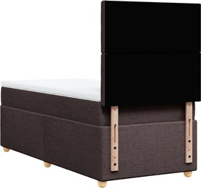 vidaXL Κρεβάτι Boxspring με Στρώμα Σκούρο Καφέ 100x200 εκ. Υφασμάτινο