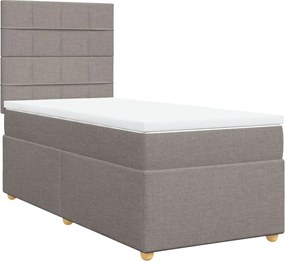 vidaXL Κρεβάτι Boxspring με Στρώμα Taupe 90x200 εκ. Υφασμάτινο