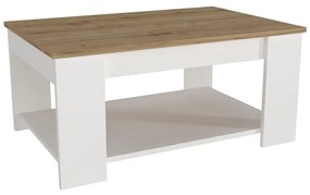 Τραπεζάκι Σαλονιού ArteLibre ALDEN Λευκό/Φυσικό Μοριοσανίδα/Μελαμίνη 90x60x42cm