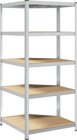vidaXL Γωνιακό ράφι με ράφι Ασημί 90 x 90 x 198 cm Επεξεργασμένο Ξύλο