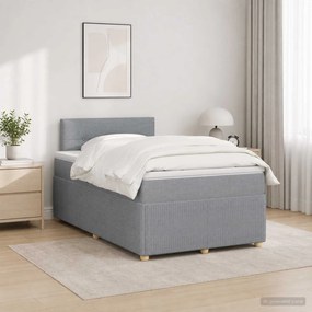 vidaXL Κρεβάτι box spring με στρώμα Ανοιχτό γκρι 120 x 190 cm Ύφασμα