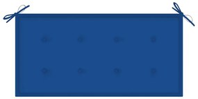 vidaXL Παγκάκι Κήπου 112 εκ. από Μασίφ Ξύλο Teak με Μπλε Ρουά Μαξιλάρι