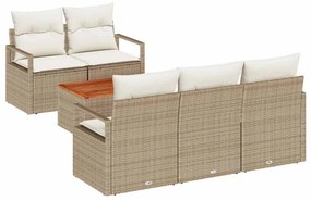 vidaXL Σετ Καναπέ Κήπου με μαξιλάρι 6 pcs Μπεζ συνθετικό ρατάν