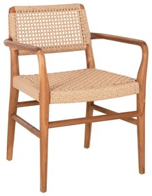 DINING ARMCHAIR ROSCO  TEAK WOOD IN NATURAL-VIRO ROPE IN BEIGE 56x54,5x78Hcm.