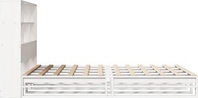 vidaXL Κρεβάτι Βιβλιοθήκη Χωρίς Στρώμα Λευκό 140x200 εκ Μασίφ Πεύκο