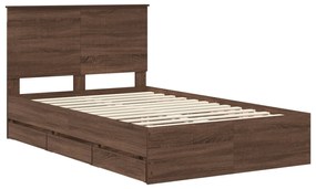 vidaXL Σκελετός Κρεβατιού Καφέ δρυς 120 x 200 cm Μηχανήματος Ξύλο