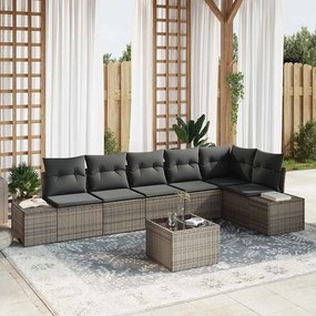 vidaXL Σετ Καναπέ Κήπου 7 pcs Ανοιχτό γκρι Πολυ rattan, βαμμένο ατσάλι