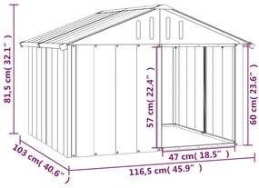 vidaXL Σπιτάκι Σκύλου Ανθρακί 116,5x103x81,5 εκ. Γαλβανισμένο Ατσάλι