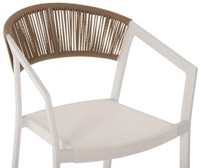 Σκαμπό Αλουμινίου Μεσαίου Ύψους Rattan &amp; Textline Λευκό Μπεζ 56,5x57x99,5