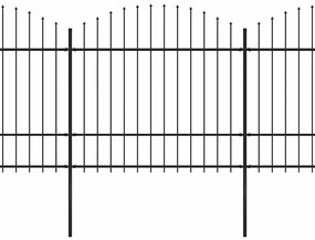 vidaXL Κάγκελα Περίφραξης με Λόγχες Μαύρα (1,5-1,75) x 5,1 μ. Ατσάλινα