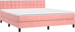 vidaXL Κρεβάτι Boxspring με Στρώμα Ροζ 180x200 εκ. Βελούδινο