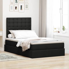 vidaXL LED Κρεβάτι αποθήκευσης με στρώμα Μαύρο 120 x 200 cm Ύφασμα