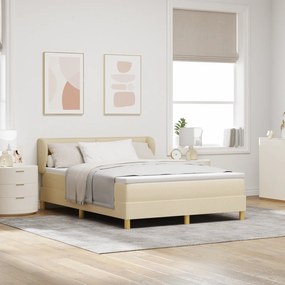 vidaXL κρεβάτι με στρώμα με κρεμ χρώμα 160x200 εκ κατασκευασμένο από ύφασμα
