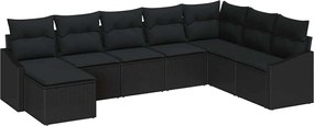 vidaXL Σετ Καναπέ με μαξιλάρι 8 pcs Μαύρο συνθετικό ρατάν