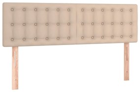 Κρεβάτι Boxspring Στρώμα&amp;LED Καπουτσίνο 140x190 εκ. Συνθ. Δέρμα - Καφέ