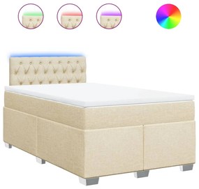 vidaXL Κρεβάτι Boxspring με Στρώμα Κρεμ 120x190 εκ. Υφασμάτινο