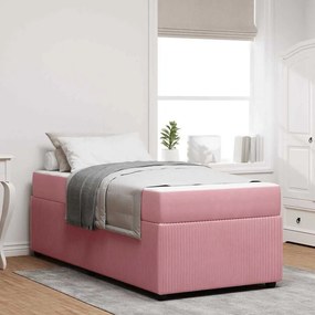 vidaXL Σκελετός κρεβατιού με στρώμα Άλλο Ροζ 90 x 200 cm Βελούδο