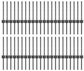 vidaXL Ασημένιοι Πόλοι Φράχτη 44 pcs Γκρι Χάλυβας με επίστρωση πούδρας
