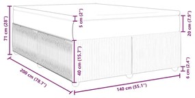 Κρεβάτι Boxspring με Στρώμα Σκούρο Καφέ 140x200 εκ Υφασμάτινο - Καφέ