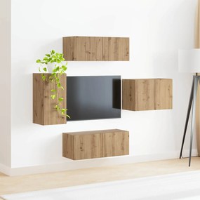 vidaXL Σετ τοίχου για τηλεόραση 4 pcs Artisan Oak Επεξεργασμένο ξύλο