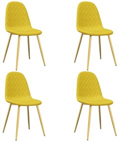 vidaXL Καρέκλες Τραπεζαρίας 4 τεμ. Κίτρινο Μουσταρδί Βελούδινες